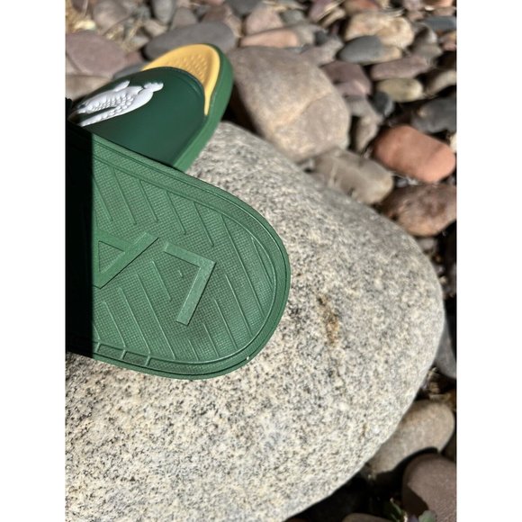 Mens Lacoste Croco Dualiste Slides Green Yellow Slip On Sandals New Sz 10 - Picture 5 of 6